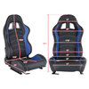 Spec-D Tuning Racing Seat - Black With Blue Pvc With White Stitching  - Right Side RS-2254R